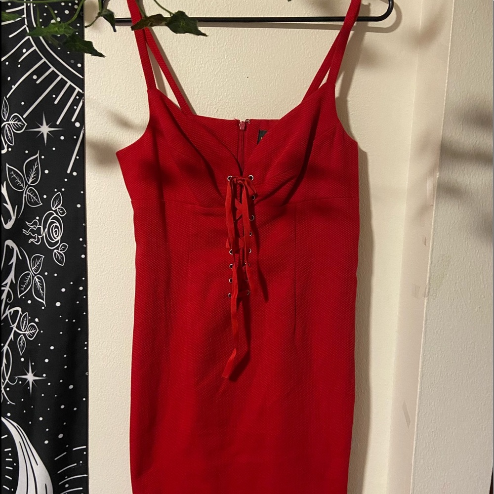 the brand is metro style , this dress is red, and size 6